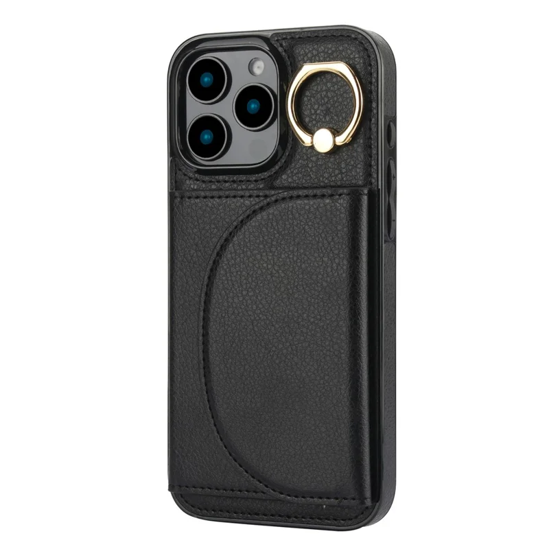 Per Iphone 16 Pro Max Case RFID Blocking Wallet Kickstand in Pelle + Coperchio Telefonico TPU - Nero
