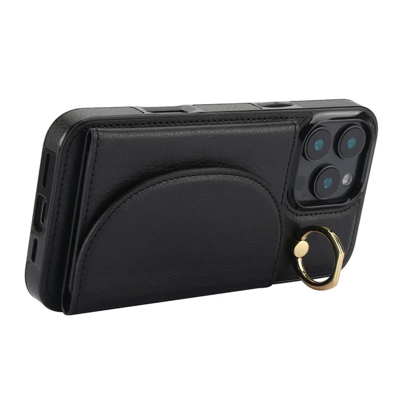 Per Iphone 16 Pro Max Case RFID Blocking Wallet Kickstand in Pelle + Coperchio Telefonico TPU - Nero