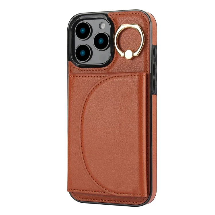 Für Iphone 16 Pro Case RFID Blocking Wallet Kickstand Leder + TPU -telefonabdeckung - Braun