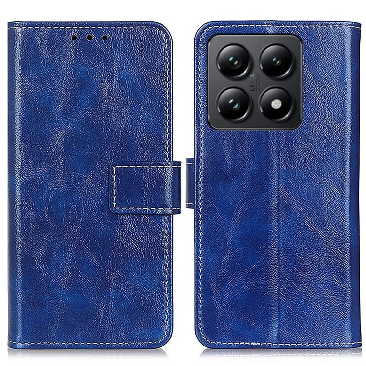 Para Xiaomi 14t Pro Case Crazy Horse Texture Cuero Telet de Cuero Cover - Azul