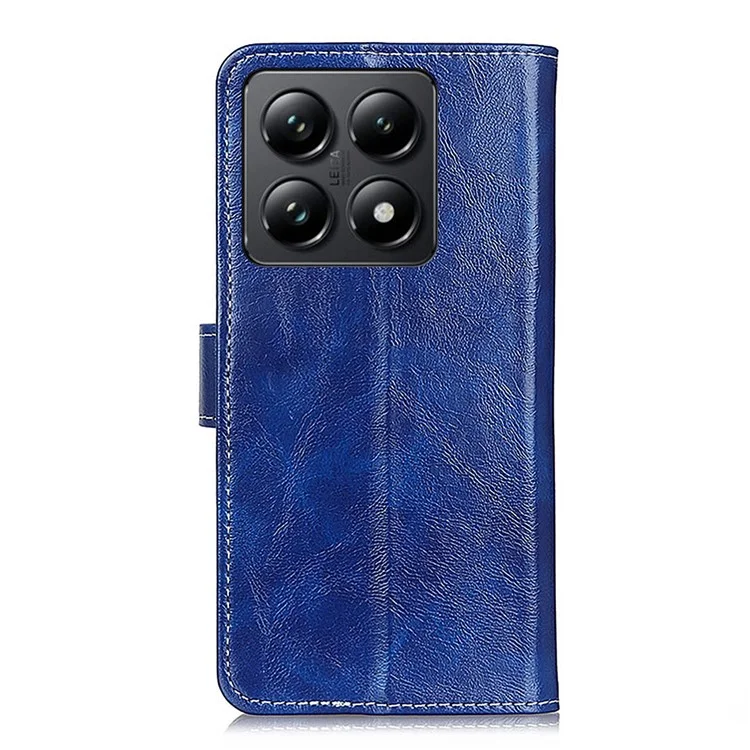 Para Xiaomi 14t Pro Case Crazy Horse Texture Cuero Telet de Cuero Cover - Azul