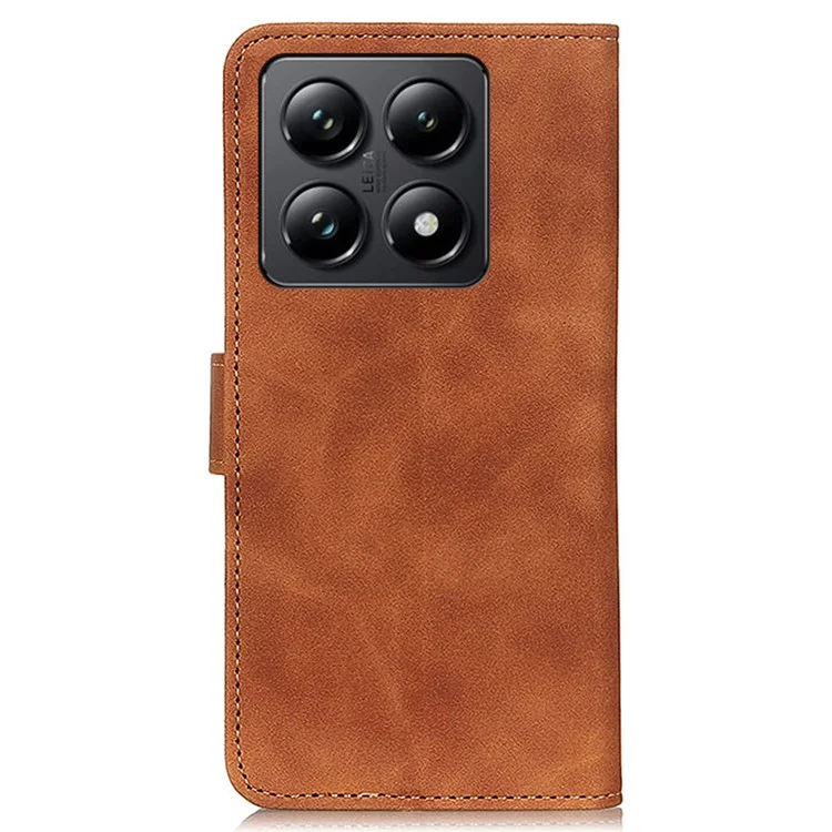 KHAZNEH Funda para Xiaomi 14T Pro Retro de Piel de PU Cartera Soporte para Teléfono - Marrón