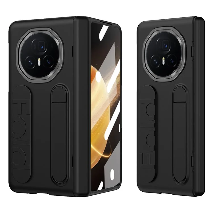 Coque 5G For Honor Magic V3 avec support, bracelet et film en verre trempé - Noir
