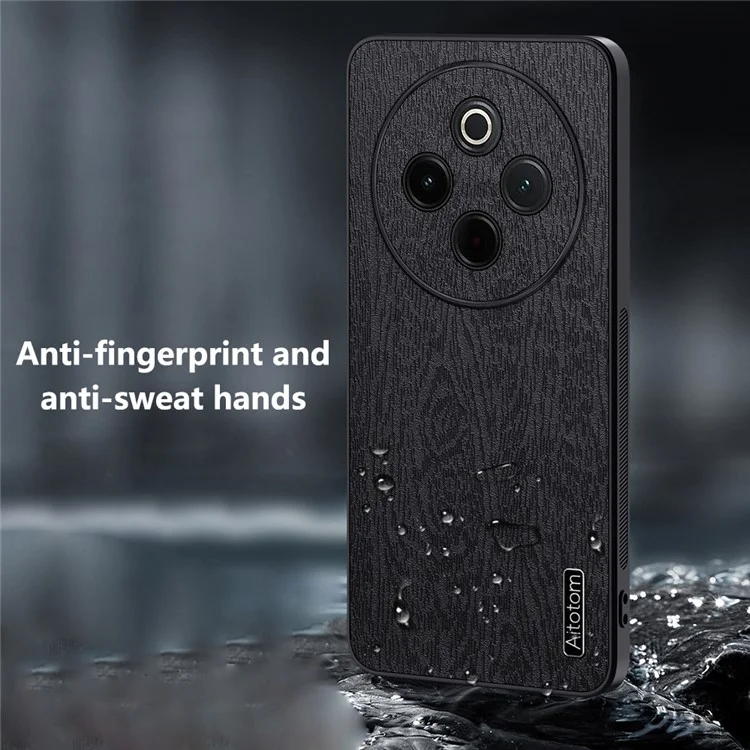 Per Vivo Y300 Pro 5G Case Wood Texture pc Pc+copertina Telefonica Tpu PC+TPU - Nero