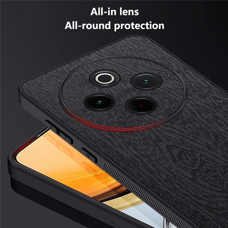 Per Vivo Y300 Pro 5G Case Wood Texture pc Pc+copertina Telefonica Tpu PC+TPU - Nero