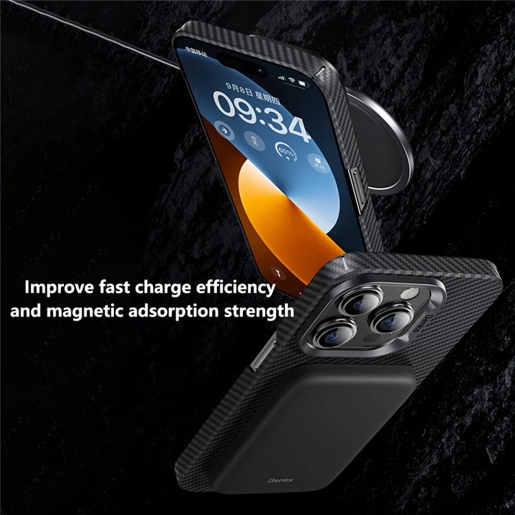 BENKS For iPhone 16 Pro Max Magnetic Case 600D Kevlar Aramid Fiber Phone Cover