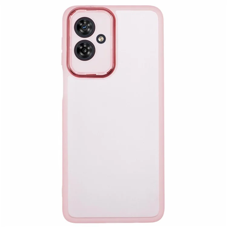 WANLONFENG DKSM Series for Motorola Moto G54 5G TPU Case Electroplated Frame with Tempered Glass - Transparent Pink