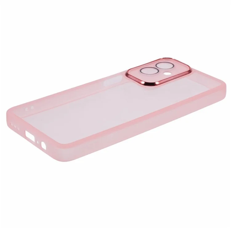 WANLONFENG DKSM Series for Motorola Moto G54 5G TPU Case Electroplated Frame with Tempered Glass - Transparent Pink