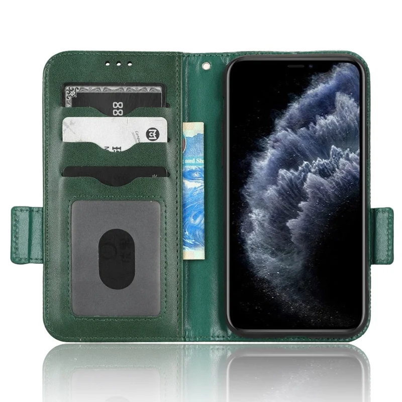 Case de Teléfono Anti-scratch Para Iphone 11 Pro Max 6.5 Pulgadas, Triángulo Patrón Impreso Folio Flip Wallet Stand PU Cuero Con Correa - Verde