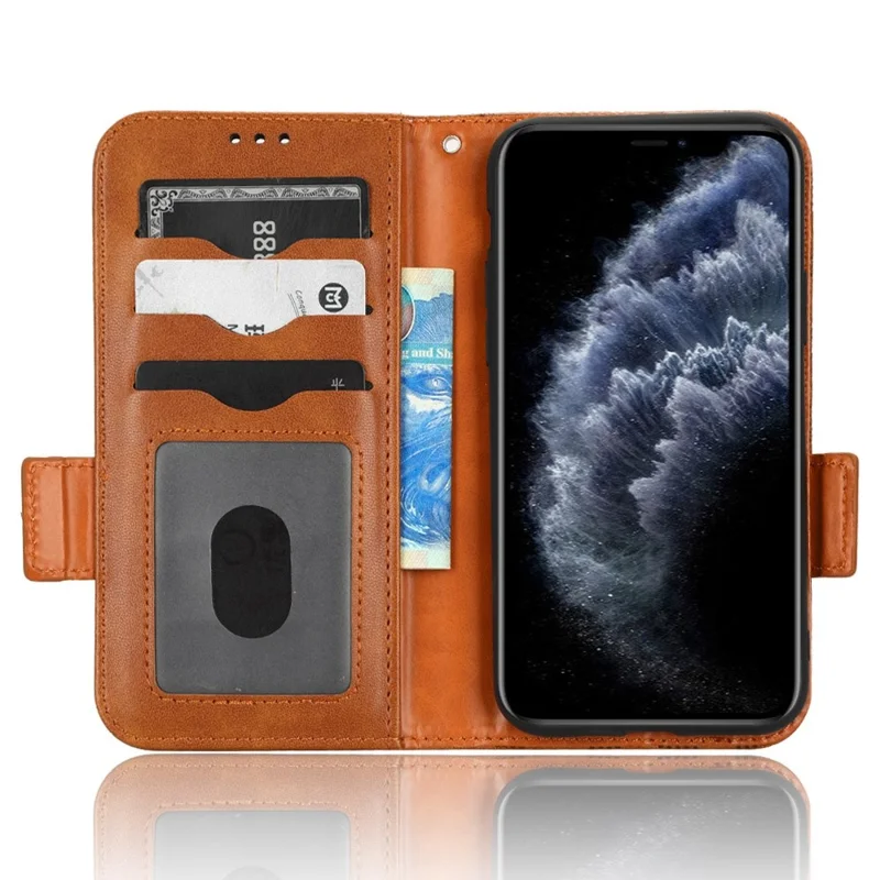 Étui de Téléphone Anti-rayures Pour Iphone 11 Pro Max 6,5 Pouces, Motif Triangle Imprimé Folio Flip Portefeuille - Brun