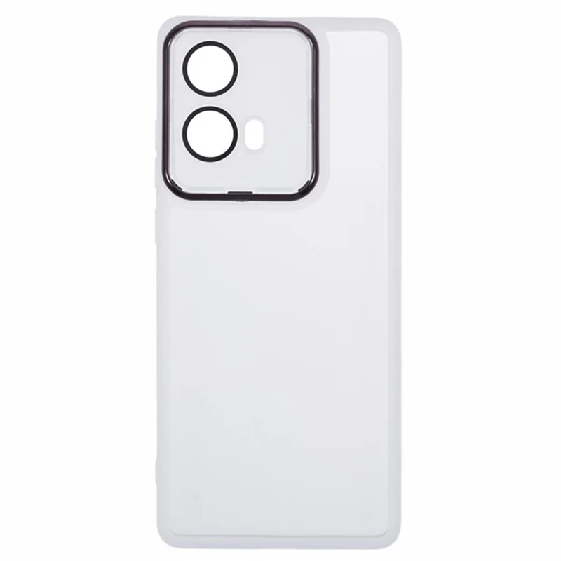WANLONFENG DKSM Series for Motorola Moto G85 5G TPU Case Electroplated Frame with Tempered Glass - Transparent White