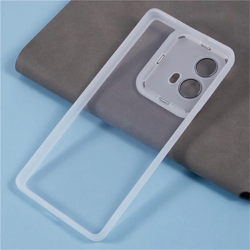 WANLONFENG DKSM Series for Motorola Moto G85 5G TPU Case Electroplated Frame with Tempered Glass - Transparent White