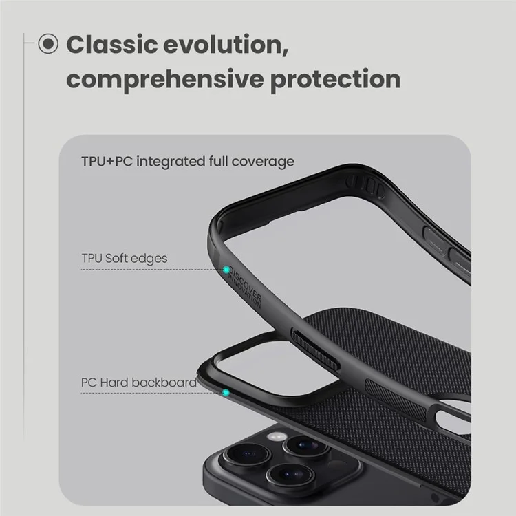 NILLKIN Super Frosted Shield Pro for iPhone 16 Pro Max Phone Case PC+TPU Matte Phone Cover (Logo Hole Design) - Black