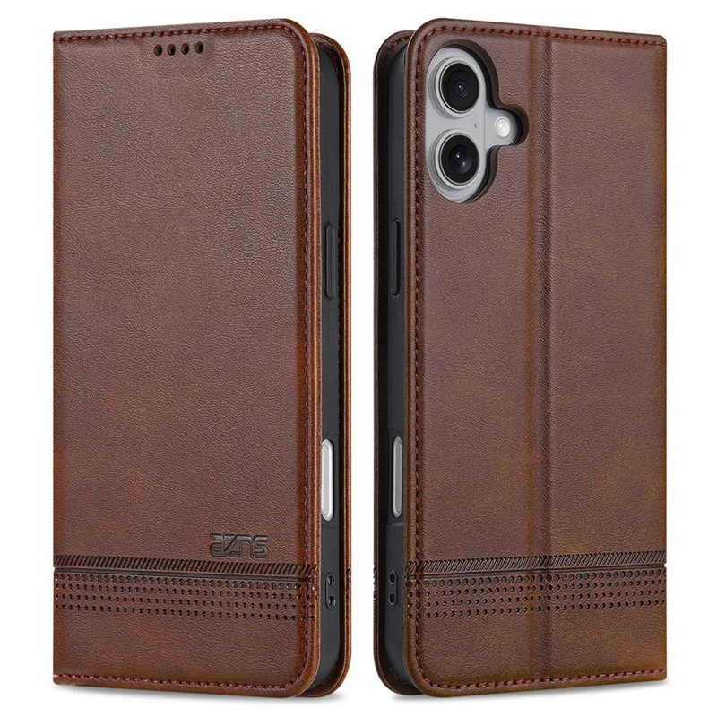 AZNS Pour Iphone 16 Plus Couverture de Téléphone en Cuir en Cuir PU Iphone 16 Plus - Café