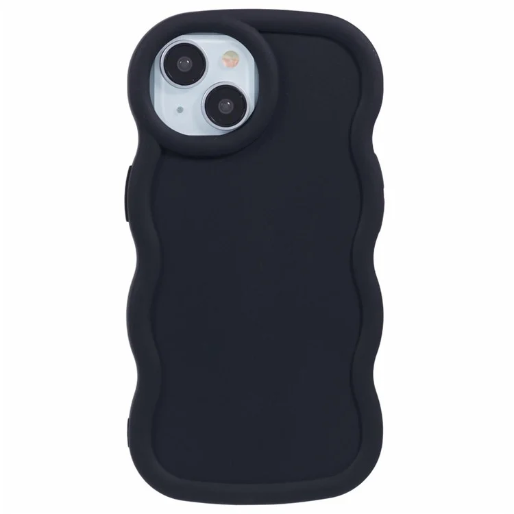 Серия Wanlonfeng XL Для Iphone 14 Case Wave Edge Cover TPU с Измельченной Стеклянной Пленкой - Черный