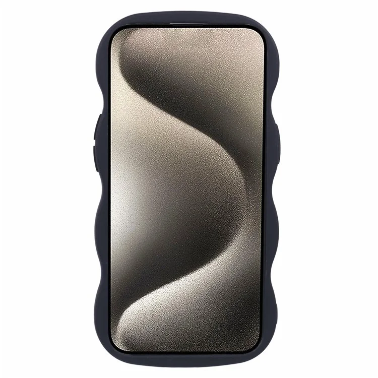 Серия Wanlonfeng XL Для Iphone 14 Case Wave Edge Cover TPU с Измельченной Стеклянной Пленкой - Черный