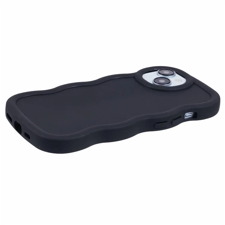 Серия Wanlonfeng XL Для Iphone 14 Case Wave Edge Cover TPU с Измельченной Стеклянной Пленкой - Черный