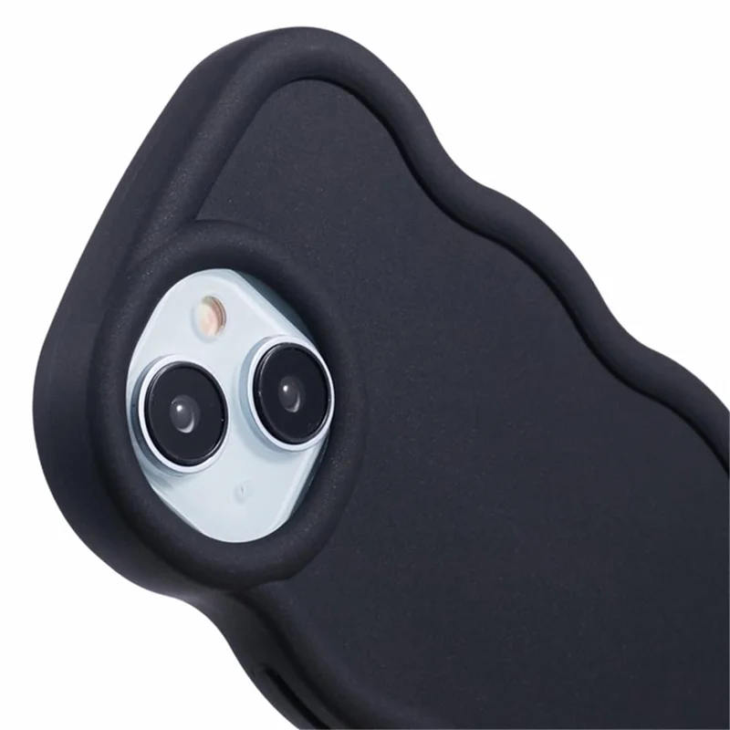 Серия Wanlonfeng XL Для Iphone 14 Case Wave Edge Cover TPU с Измельченной Стеклянной Пленкой - Черный