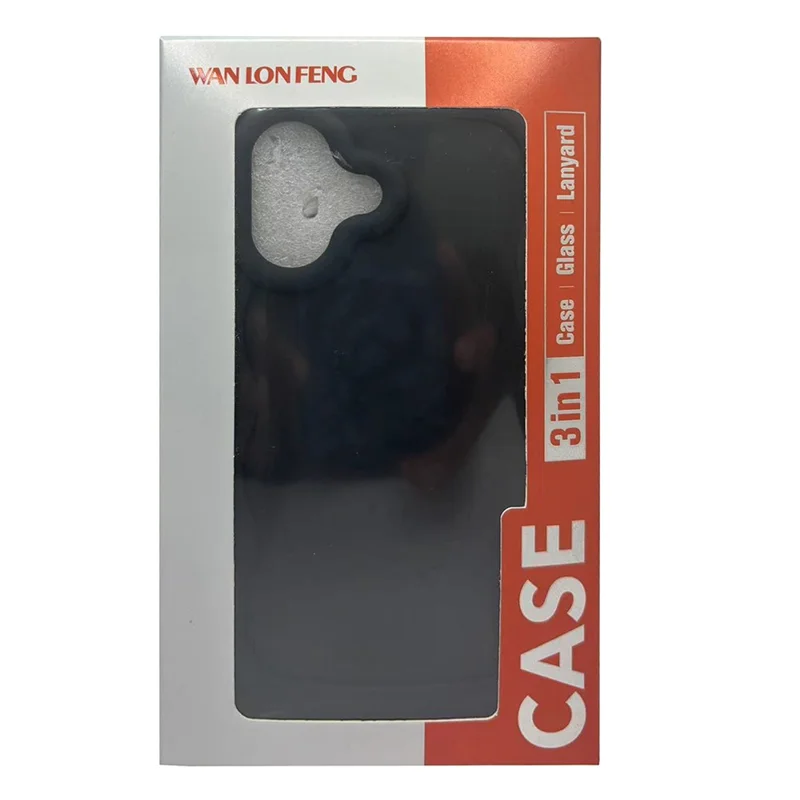 WANLONFENG XL Series for iPhone 14 Pro Max Case Wave Edge TPU Cover with Tempered Glass Film - Black