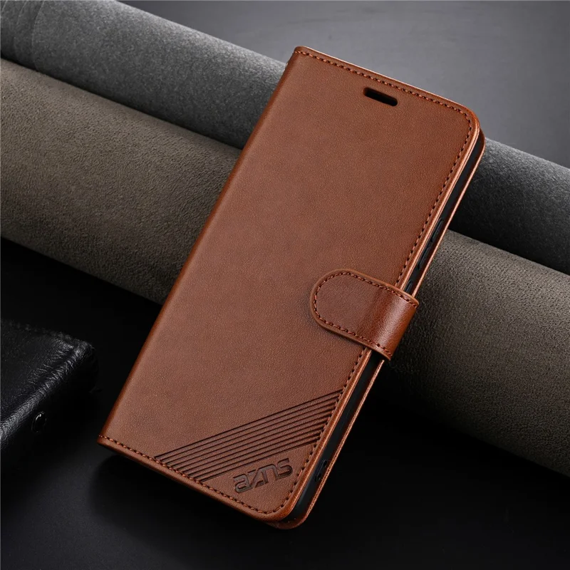 Azns Für Vivo Y300 Pro 5G Hülle Anti-kratzer-pu-leder-ständer Brieftasche Telefonabdeckung - Braun