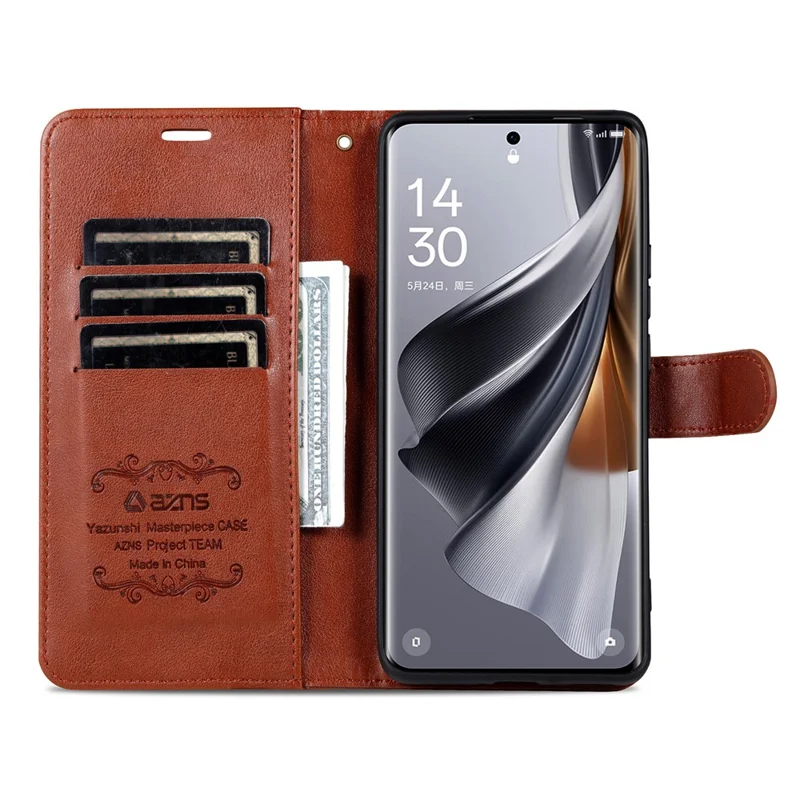 Azns Für Vivo Y300 Pro 5G Hülle Anti-kratzer-pu-leder-ständer Brieftasche Telefonabdeckung - Braun