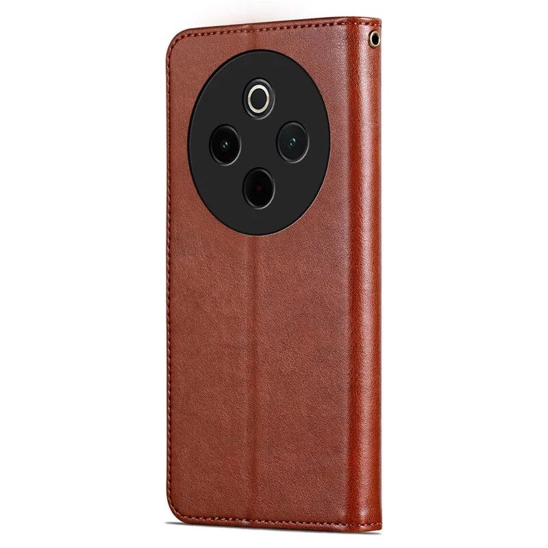 Azns Für Vivo Y300 Pro 5G Hülle Anti-kratzer-pu-leder-ständer Brieftasche Telefonabdeckung - Braun