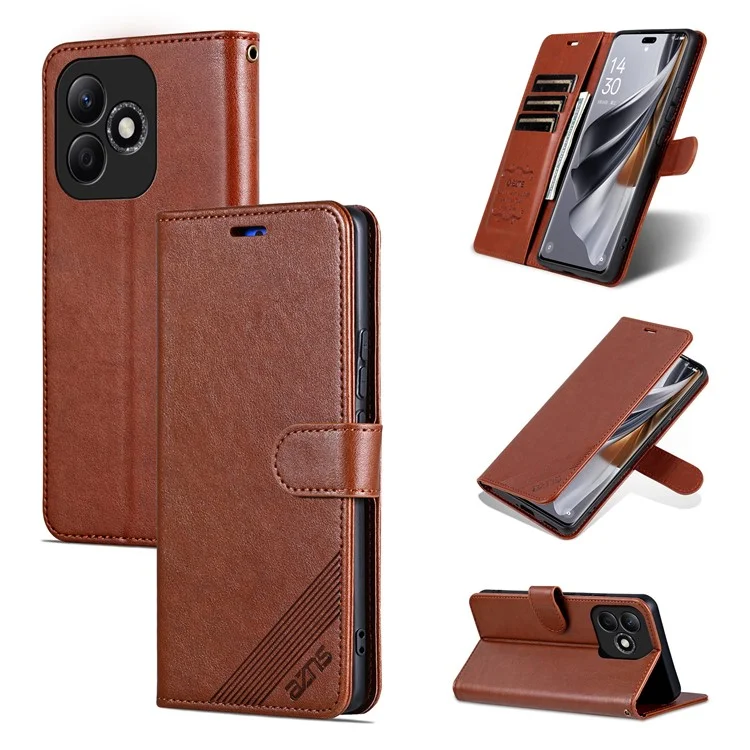 AZNS Pour L'honneur X60i 5G Étui Anti-Scratch PU le Cuir Stand du Portefeuille Téléphone Téléphone - Brun