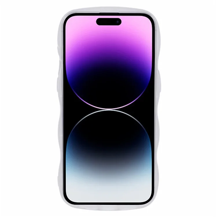 Serie Wanlonfeng JWT Para Iphone 14 Pro TPU Case Epoxy Phone Cover Edge Wavy Con Vidrio Templado - Blanco Transparente
