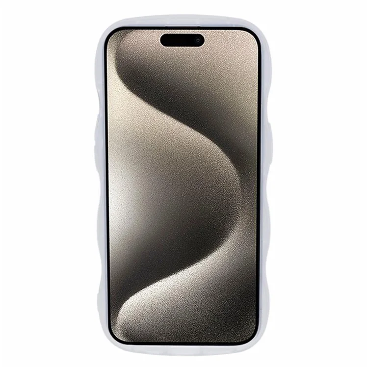Серия Wanlonfeng JWT Для Iphone 15 Plus TPU Case Epoxy Phone Cover Wavy Edge с Закаленным Стеклом - Прозрачный Белый