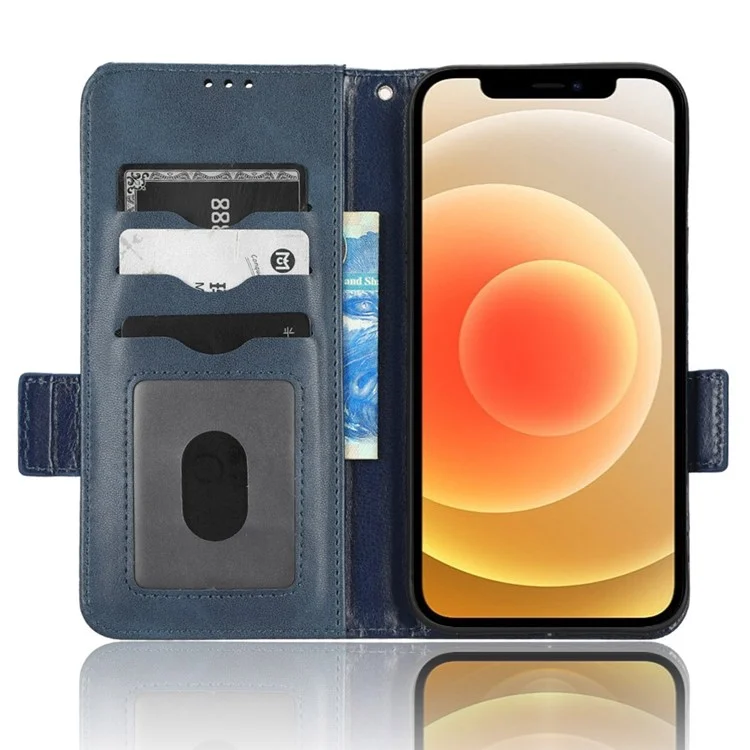 Para Iphone 12 Mini 5,4 Polegadas Carteira Multifuncional PU Capelo Capelo de Capela Triangue Padrão Triangue Anti-rurck Caixa de Telefone Com Suporte de Suporte - Azul