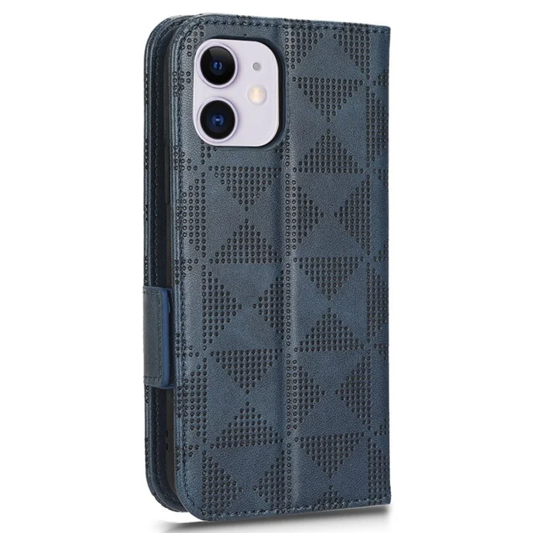 Para Iphone 12 Mini 5,4 Polegadas Carteira Multifuncional PU Capelo Capelo de Capela Triangue Padrão Triangue Anti-rurck Caixa de Telefone Com Suporte de Suporte - Azul