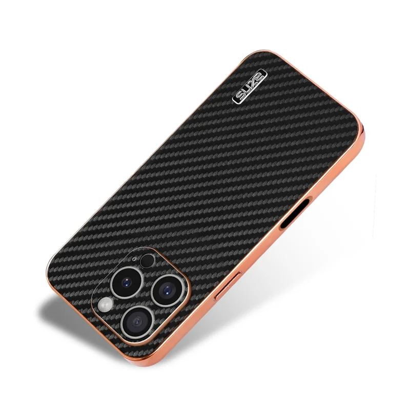 AZNS Для Iphone 16 Pro Case Case Electrapting Carbon Fiber Texture PU+TPU Phone Cople - Черный