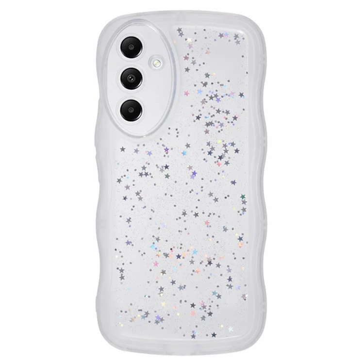 Serie Wanlonfeng JWT Para Samsung Galaxy A35 5G TPU Case Epoxy Tel Phone Cover Edge Con Vidrio Templado - Blanco Transparente