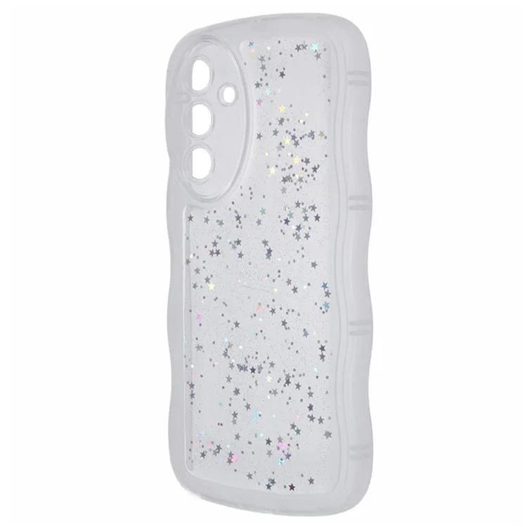 Serie Wanlonfeng JWT Para Samsung Galaxy A35 5G TPU Case Epoxy Tel Phone Cover Edge Con Vidrio Templado - Blanco Transparente