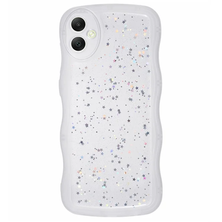 Serie Wanlonfeng JWT Para Samsung Galaxy A05 4G TPU Case Epoxy Tel Phone Cover Edge Con Vidrio Templado - Blanco Transparente