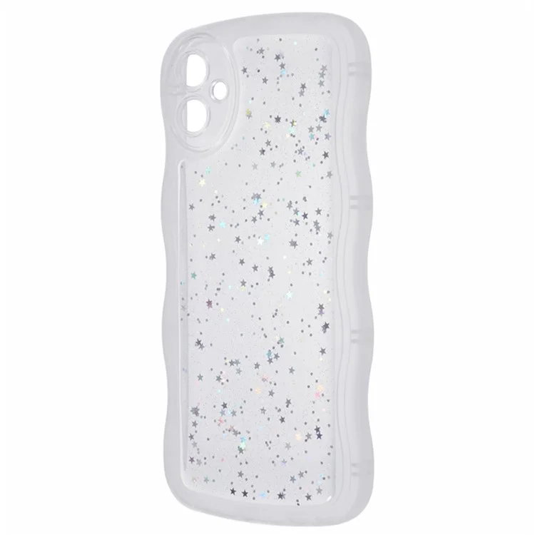 Serie Wanlonfeng JWT Para Samsung Galaxy A05 4G TPU Case Epoxy Tel Phone Cover Edge Con Vidrio Templado - Blanco Transparente