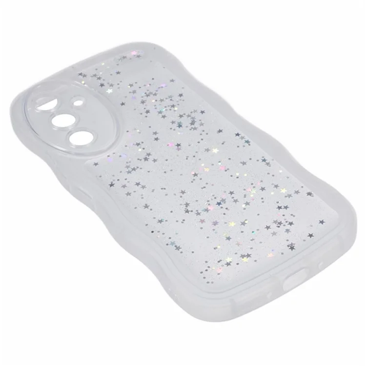 Serie Wanlonfeng JWT Para Samsung Galaxy A34 5G TPU Case Epoxy Tel Phone Cover Edge Con Vidrio Templado - Blanco Transparente