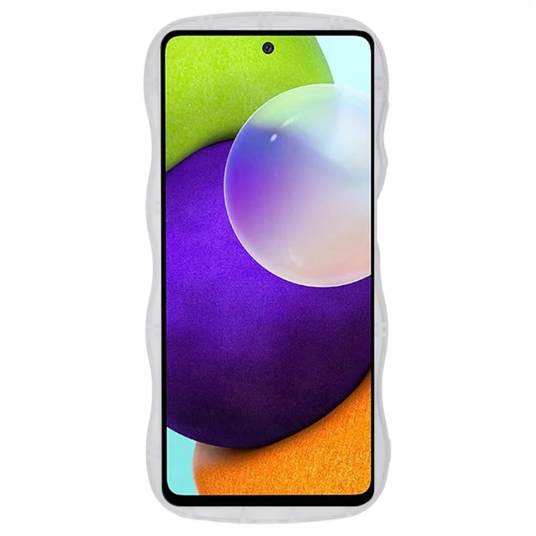 Série Wanlonfeng JWT Pour Samsung Galaxy A53 5G TPU Couverture Epoxy Couverture Téléphone Wavy Avec Verre Trempé - Blanc Transparent