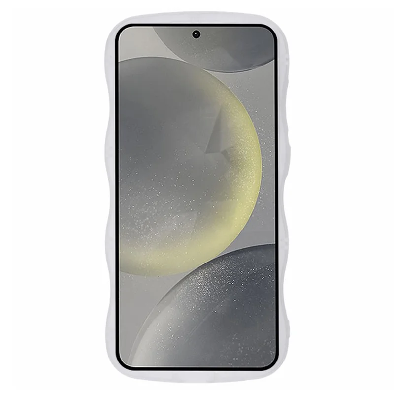 Serie Wanlonfeng JWT Para Samsung Galaxy S24 TPU Case Epoxy Phone Cover Edge Wavy Con Vidrio Templado - Blanco Transparente