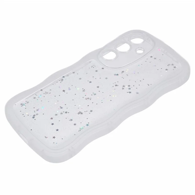 Serie Wanlonfeng JWT Para Samsung Galaxy S24 TPU Case Epoxy Phone Cover Edge Wavy Con Vidrio Templado - Blanco Transparente