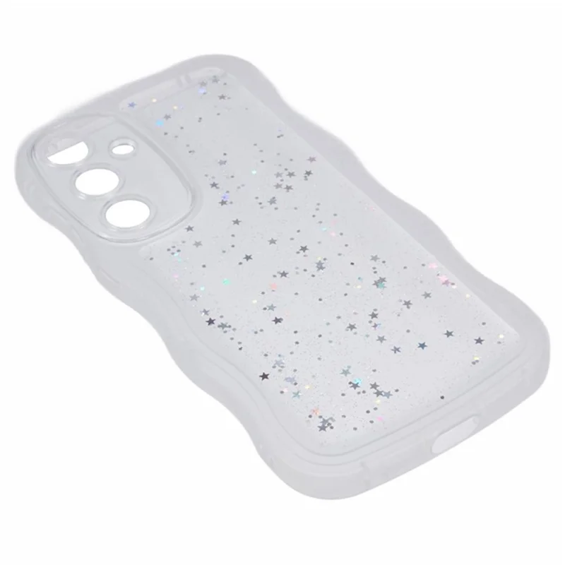 Serie Wanlonfeng JWT Para Samsung Galaxy S24 TPU Case Epoxy Phone Cover Edge Wavy Con Vidrio Templado - Blanco Transparente