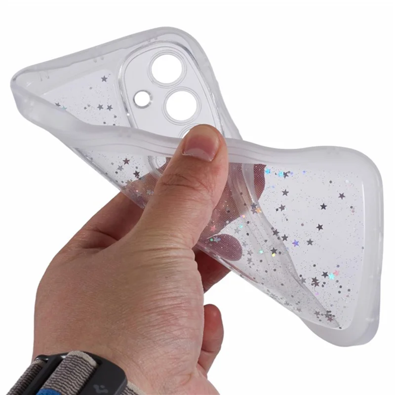 Serie Wanlonfeng JWT Para Samsung Galaxy S24 TPU Case Epoxy Phone Cover Edge Wavy Con Vidrio Templado - Blanco Transparente