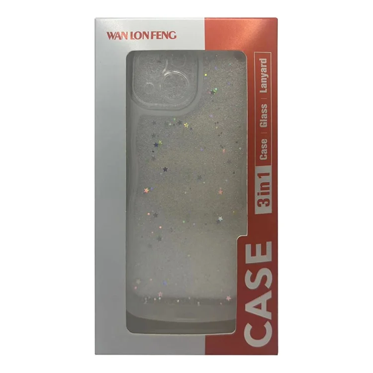 Série Wanlonfeng JWT Pour Samsung Galaxy S23 + TPU Couverture Epoxy Téléphone Ende Wavy Avec Verre Trempé - Blanc Transparent