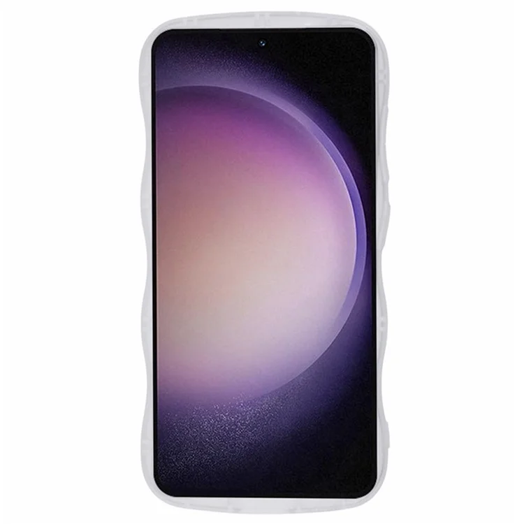 Série Wanlonfeng JWT Pour Samsung Galaxy S23 + TPU Couverture Epoxy Téléphone Ende Wavy Avec Verre Trempé - Blanc Transparent