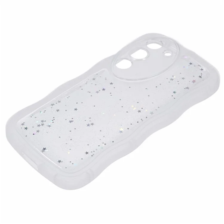 Série Wanlonfeng JWT Pour Samsung Galaxy S23 + TPU Couverture Epoxy Téléphone Ende Wavy Avec Verre Trempé - Blanc Transparent