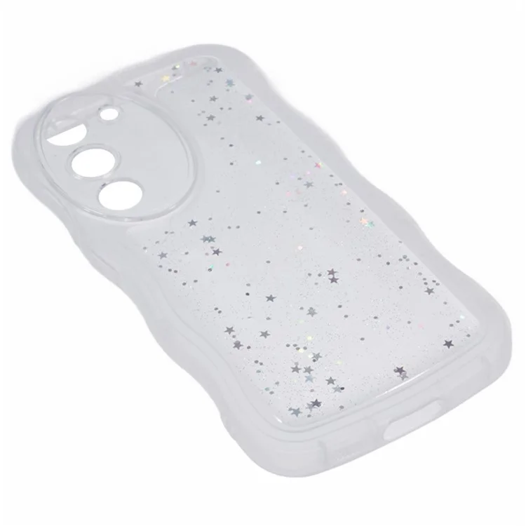 Série Wanlonfeng JWT Pour Samsung Galaxy S23 + TPU Couverture Epoxy Téléphone Ende Wavy Avec Verre Trempé - Blanc Transparent