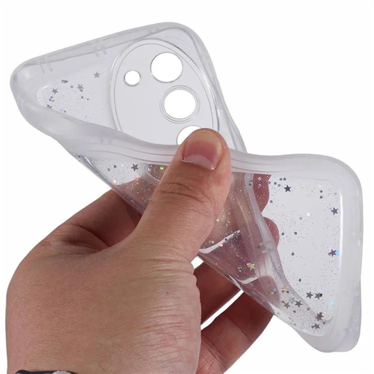 Série Wanlonfeng JWT Pour Samsung Galaxy S23 + TPU Couverture Epoxy Téléphone Ende Wavy Avec Verre Trempé - Blanc Transparent