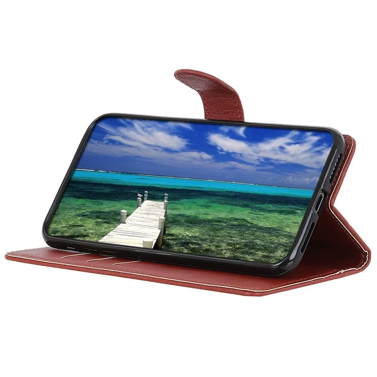 Para Xiaomi 14t Pro Wallet Case PU Puero Telpular Textura Litchi - Marrón