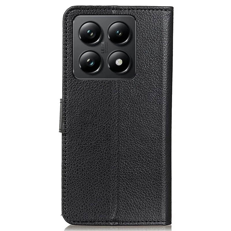 For Xiaomi 14T Pro Wallet Case PU Leather Phone Cover Litchi Texture - Black