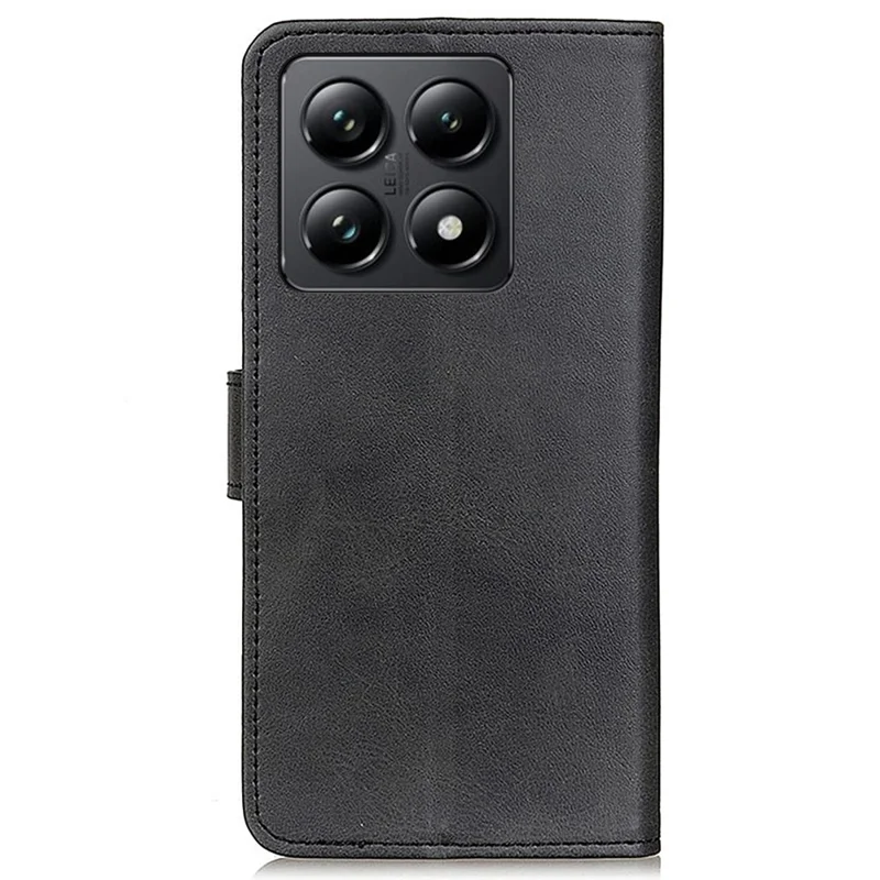 Pour Xiaomi 14T Pro Stand Wallet Case de Vache de Vache Texture Téléphone Téléphone - Noir